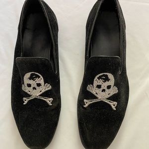 Mens Velvet Loafers - skull - size 10/10.5